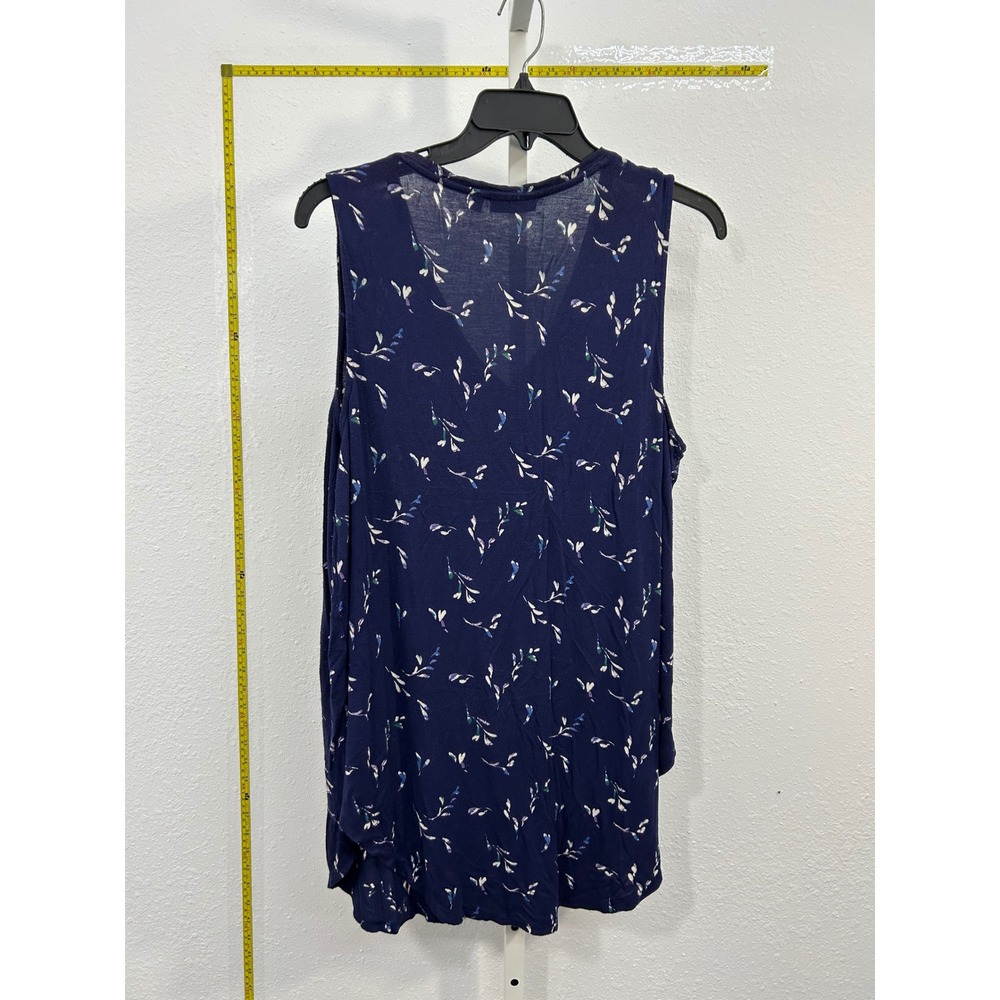 Apt. 9 Womens XL Navy Blue Floral Sleeveless V-Neck Blouse Tank Top - Picture 4 of 4